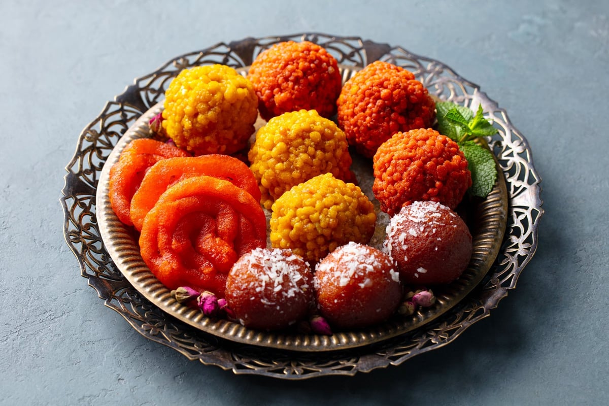 Assortment of premium Indian sweets and desserts