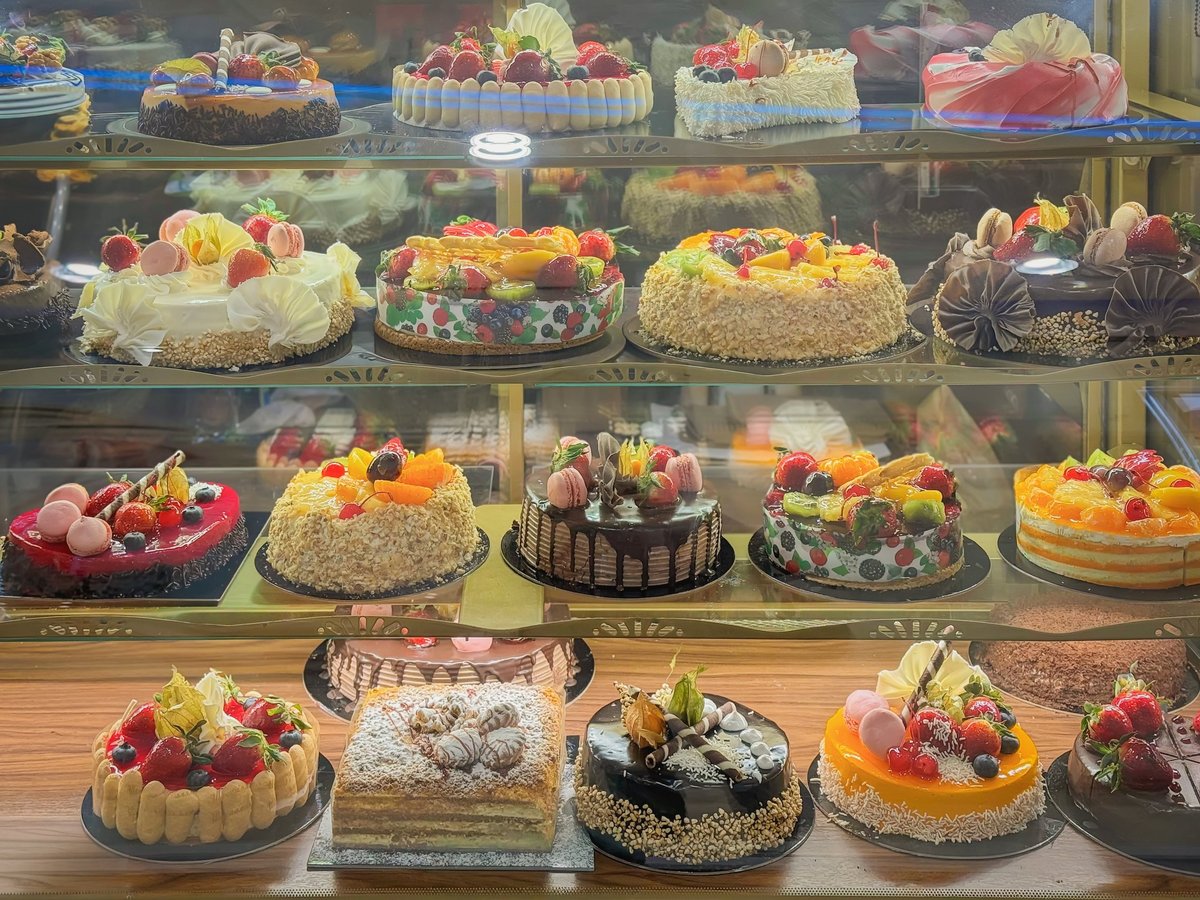 Fresh bakery products in display case